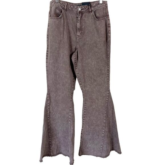 VERSONA Modern Flare Brown Wash Boho Western Jeans - Picture 1 of 13